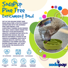 Pine Tree Christmas eBowl Deep Slow Feeder Dog Bowl for Enrichment | USA Made