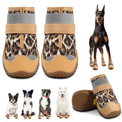 Dog Boots for Large Dogs, Medium Dog Boots & Paw Protectors for Hardwood Floors, Outdoor Dog Booties for Hot Pavement Winter Snow Hiking, Dog Shoes with Reflective Strips