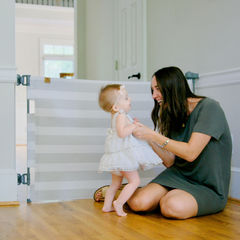 Crypton® Fabric Pet Safety Gate – Stylish, Stain-Resistant, PFAS-Free | fit openings from 27.6" to 55" wide and stand 33"